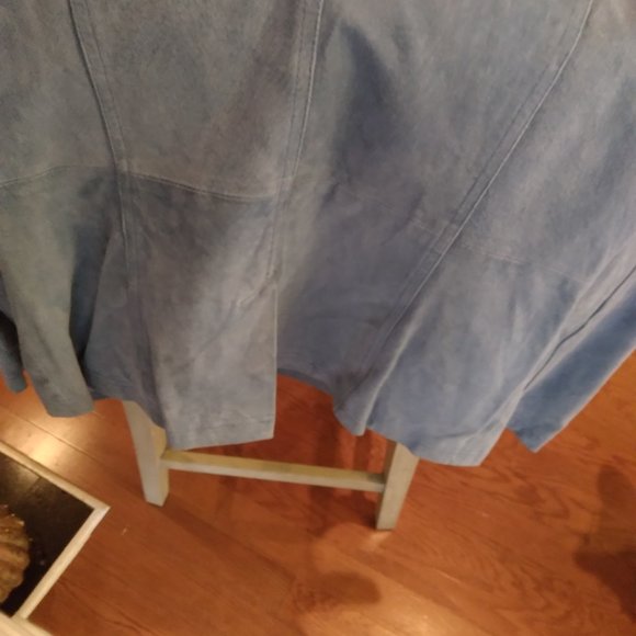 New Terry Lewis Classic Luxuries Blue Size M Double Breasted Lined Suede Coat - Picture 13 of 13